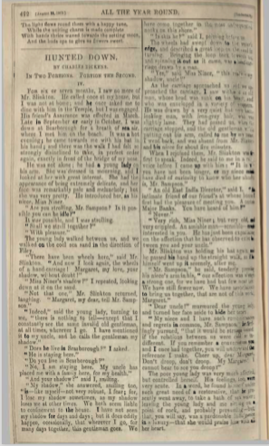 A sample page from Hunted Down, Portion the Second by Charles Dickens