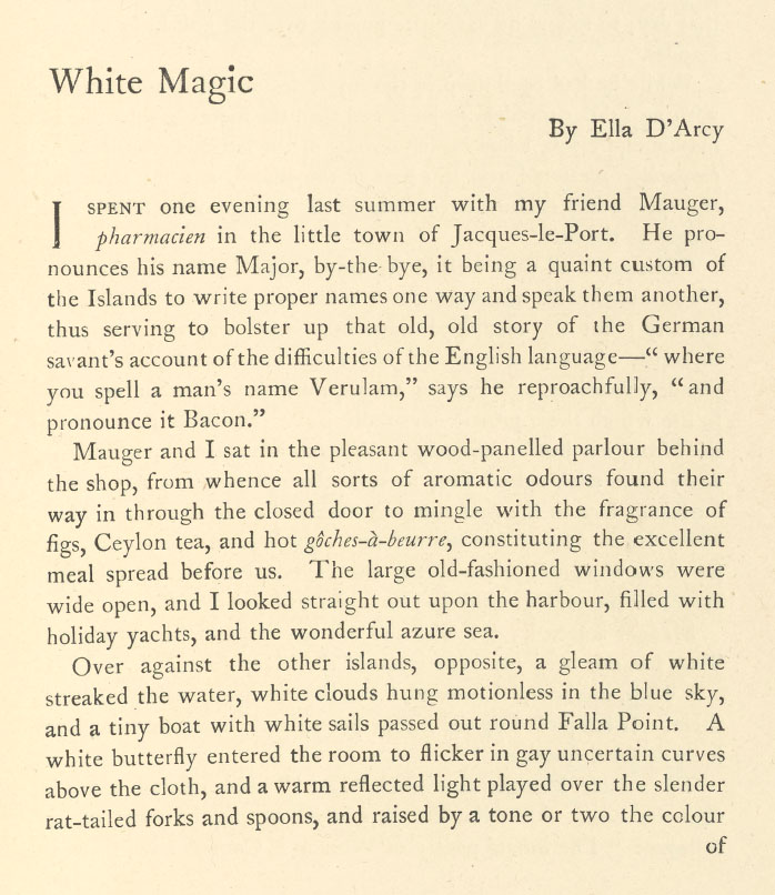 A sample page from White Magic by Ella D'Arcy