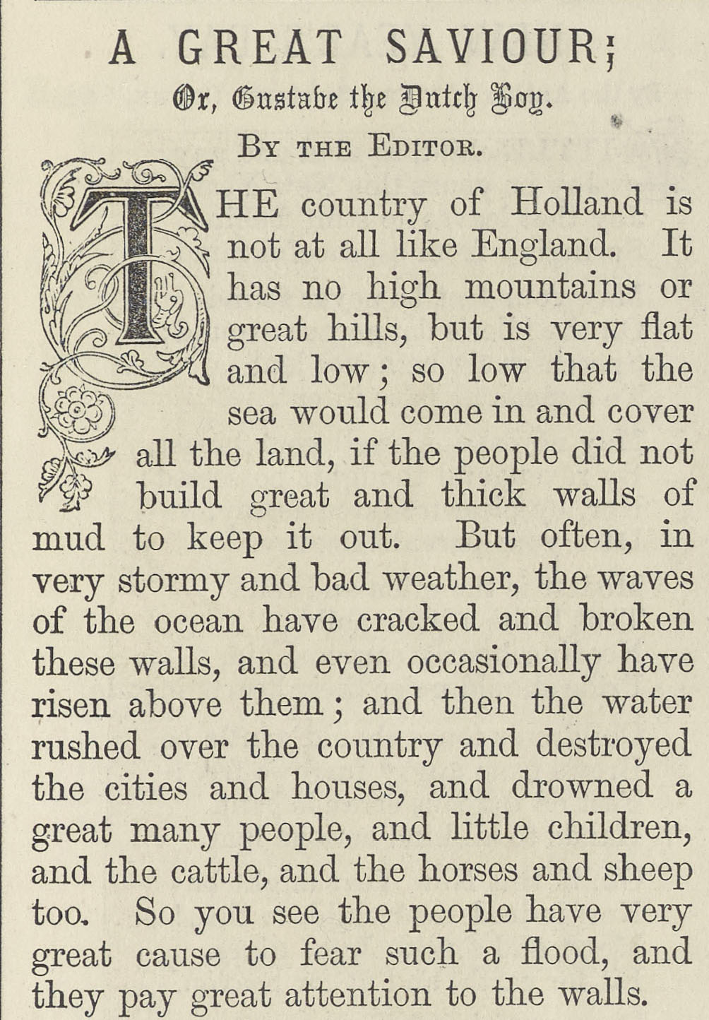 Victorian Short Fiction Project - A Great Savior; Or, Gustave the Dutch Boy