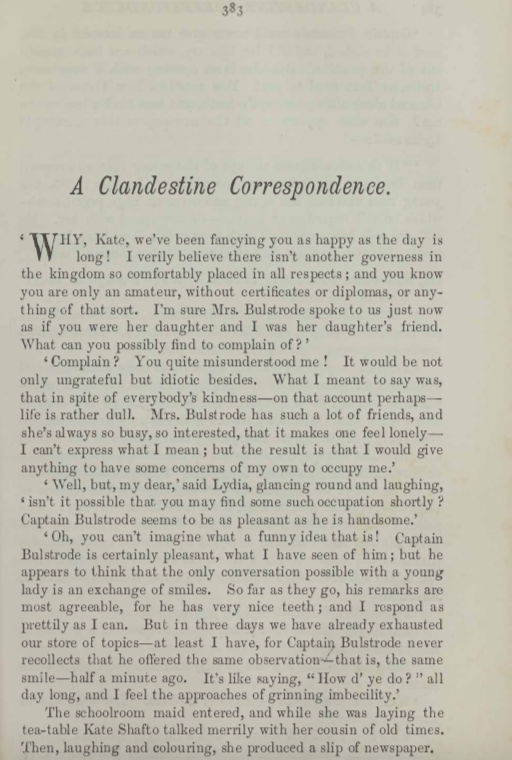 A sample page from A Clandestine Correspondence by Frederick Boyle