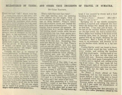 A sample page from Beleaguered by Tigers; and Other True Incidents of Travel in Sumatra by Claus Ericsson