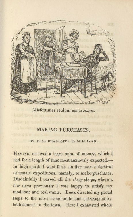 A sample page from Making Purchases, or Misfortunes Never Come Single by Charlotte F. Sullivan