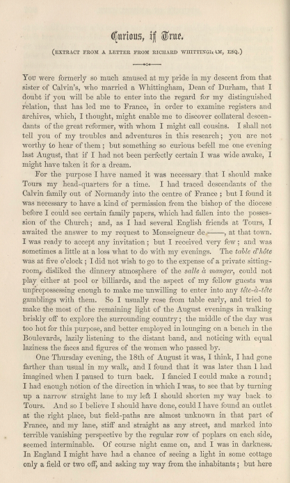 A sample page from Curious if True. (Extract from a Letter from Richard Whittingham, Esq.) by Elizabeth Cleghorn Gaskell