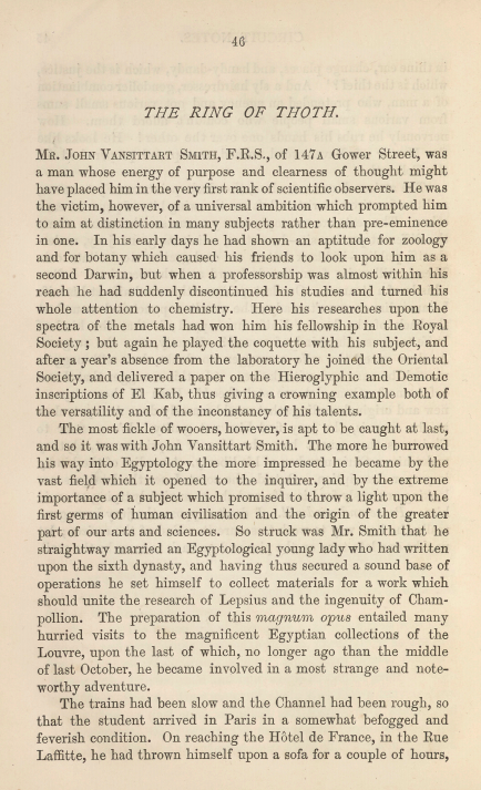 A sample page from The Ring of Thoth by Arthur Conan Doyle