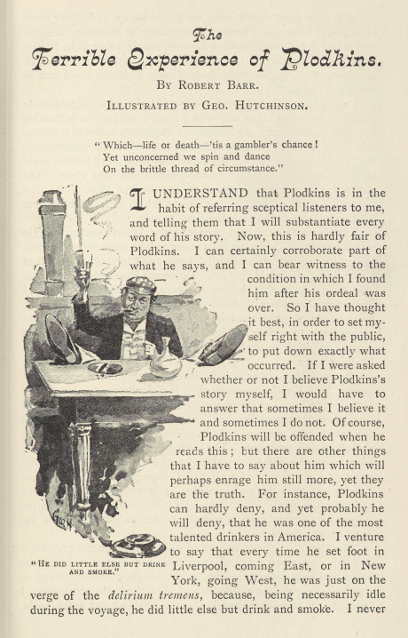 A sample page from The Terrible Experience of Plodkins by Robert Barr