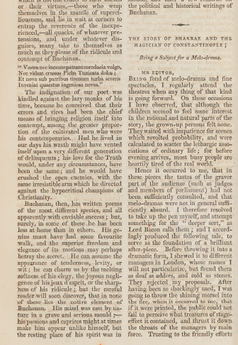 A sample page from The Story of Shakrak and the Magician of Constantinople; Being a Subject for a Melo-drama by Francis Fineglare