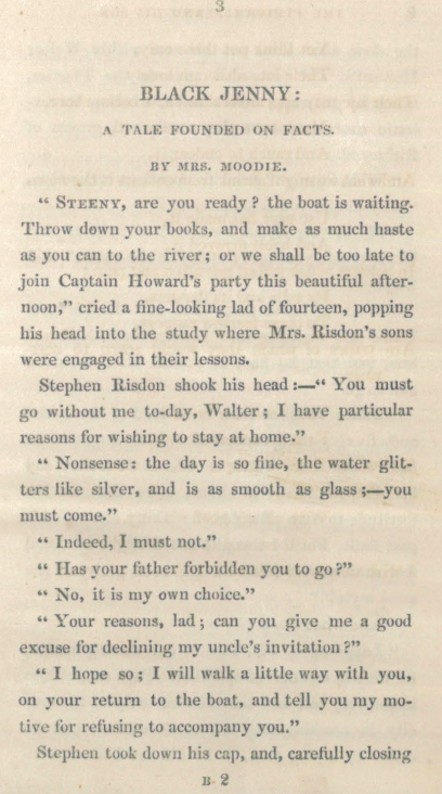 A sample page from Black Jenny: A Tale Founded on Facts by Mrs. Moodie