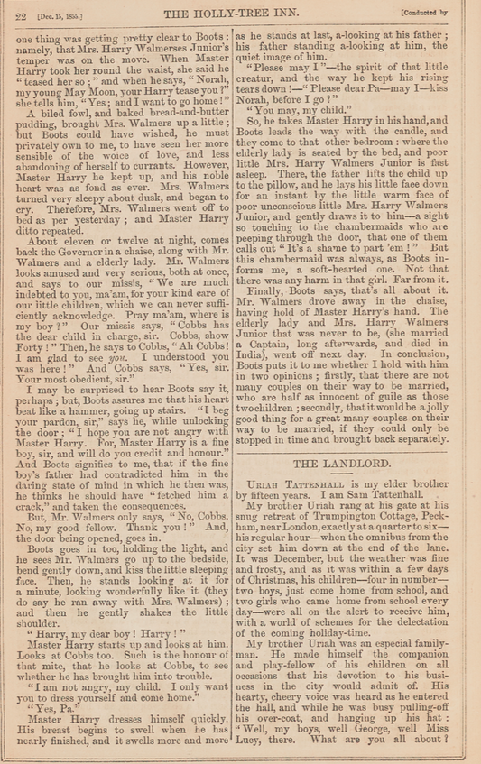 A sample page from The Holly-Tree Inn, Part 4: The Landlord by William Howitt