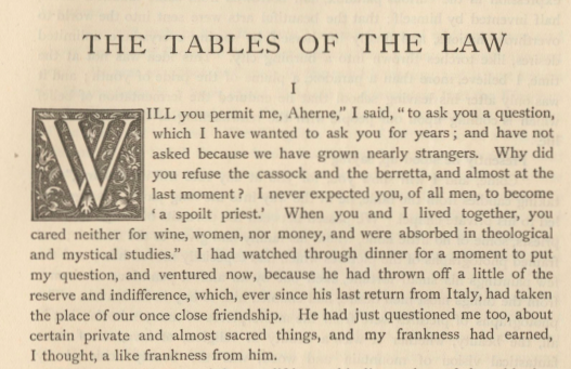 A sample page from The Tables of the Law by William Butler Yeats