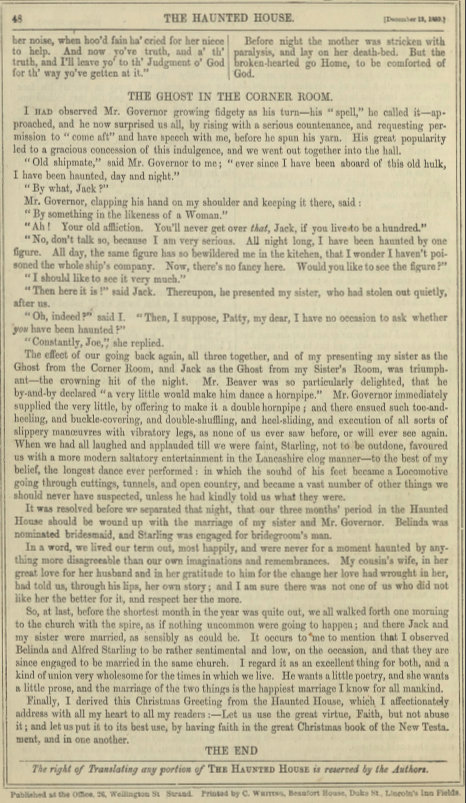 A sample page from The Haunted House, Part 8: The Ghost in the Corner Room by Charles Dickens