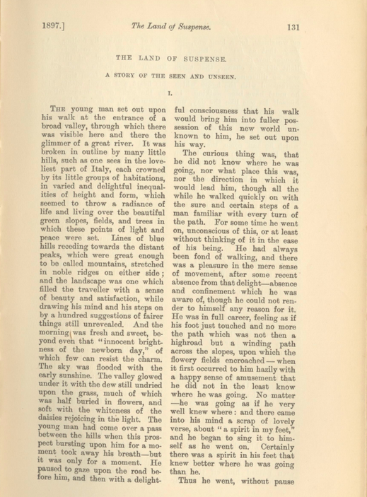 A sample page from The Land of Suspense: A Story of the Seen and Unseen by Margaret Oliphant