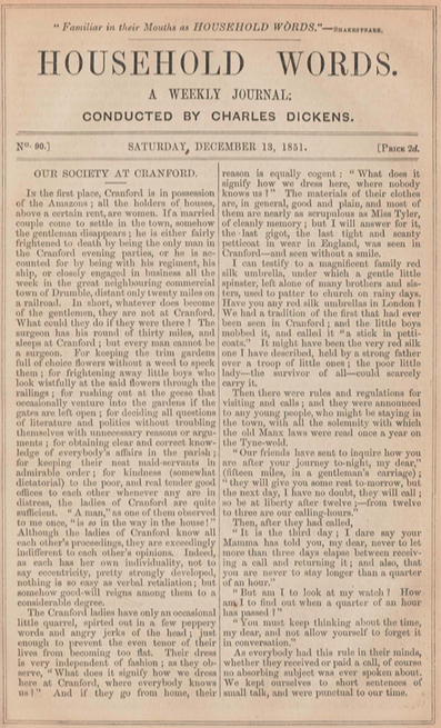 A sample page from Our Society at Cranford by Elizabeth Cleghorn Gaskell