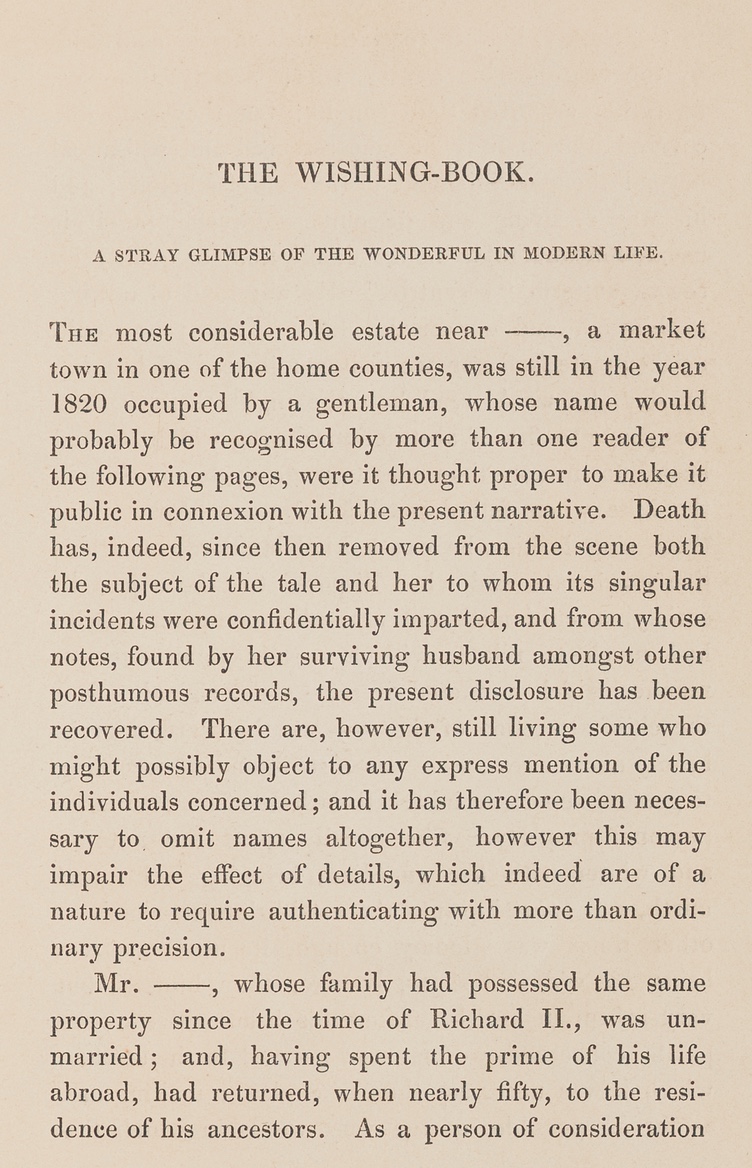 A sample page from The Wishing-Book:  A Stray Glimpse of the Wonderful in Modern Life by John Rutter Chorley